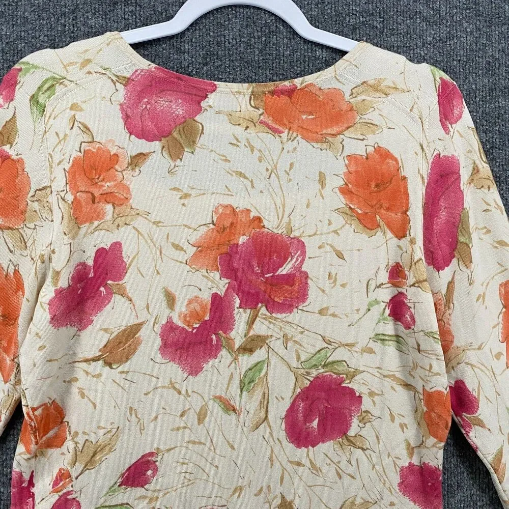 Belford Sweater Petite PL Floral Silk Blend Square Neck Fairy Cottagecore Boho‎